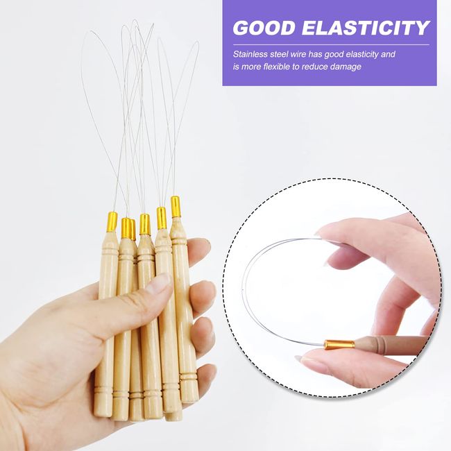 Hair Extensions Loop Needle Threader Wire Pulling Hook Tool for