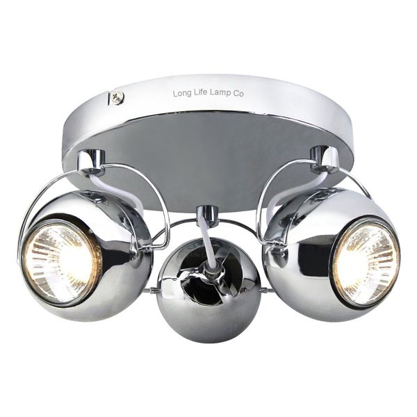 Retro 3 Way Ceiling Light Adjustable Eyeball Spot Lamp (Chrome)