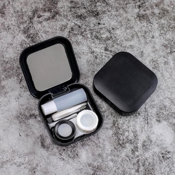 Square mirror lens case 5p set contact lens case (black)