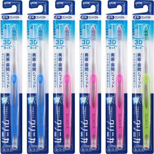 Clinica Toothbrush, 3D Cut, Regular, Pack of 6