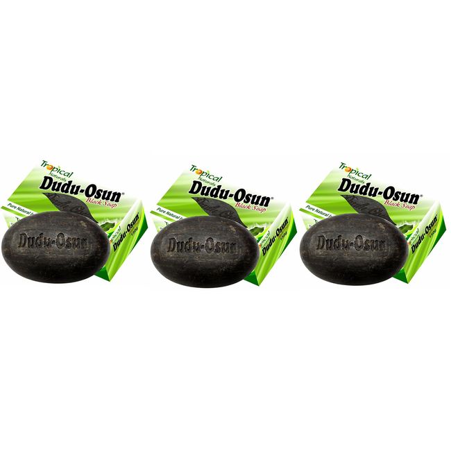 Dudu Osun Pure Organic African Black Soap 150g(Pack of 3) - Effective for Acne Treatment, Eczema, Dry Skin, Scar Removal, Dandruff, Pimples Mark Removal, Anti-fungal Face & Body Wash