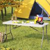 Folding Table 6 Ft Foldable Table, Portable with Lock & Carrying Handle White