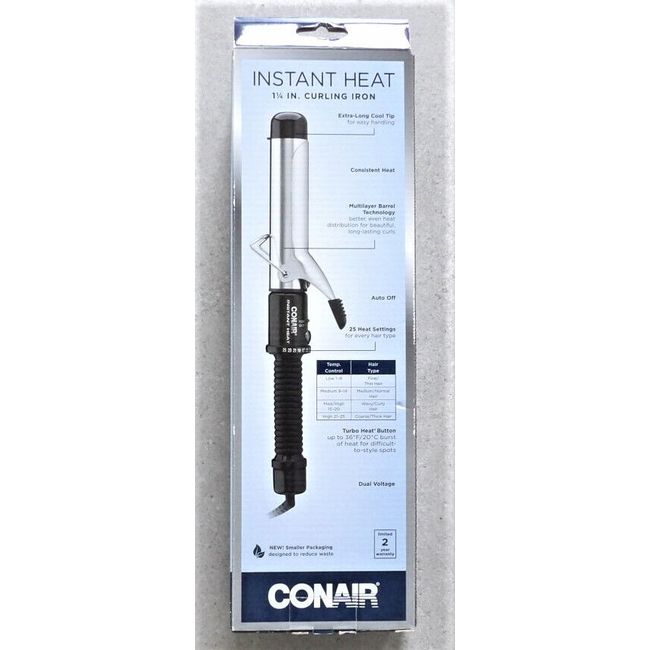 CONAIR Instant Heat Curling Iron 1-1/4" Soft Curls 25 Heat Settings Dual Voltage