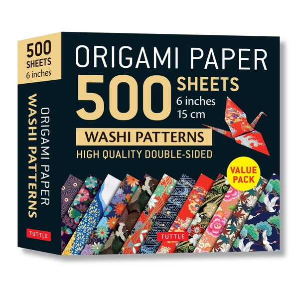 Origami Paper 500 sheets Japanese Washi Patterns 6" (15 cm): High-Quality, Double-Sided Origami Sheets with 12 Different Designs (Instructions for 6 Projects Included)