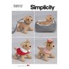 Simplicity Dog and Accessories Plush Animal Sewing Pattern Kit, Code S9512, 6" Tall, Multicolor