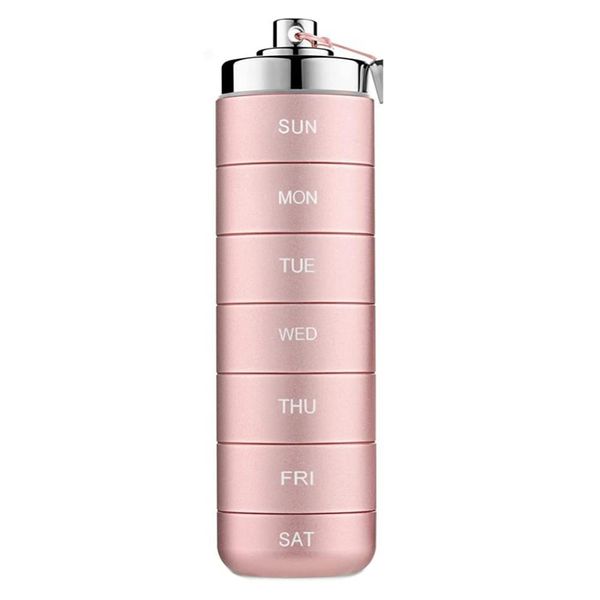 BYNYXI Metal Pill Box 7 Days Morning Evening, Waterproof Pill Box Aluminium Portable Weekly Pill Box Sealed Medicine Box Travel Pill Container for Vitamins, Medicine, Fish Oil