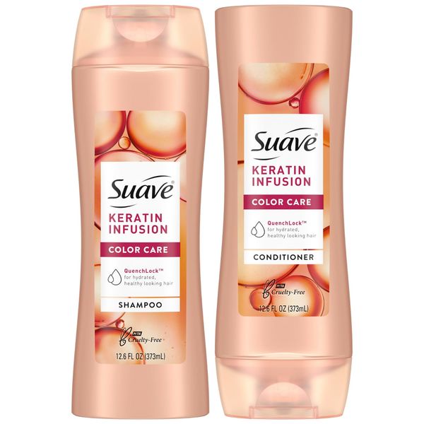 Suave Shampoo and Conditioner Set, Keratin Infusion, Color Care –Keratin Hair Treatment, Detangler & Frizz Control, 12.6 Oz Ea (2 Piece Set)