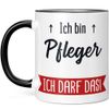 JUNIWORDS Tasse, Ich bin Pfleger. Ich darf das!, Schwarz (5637847)