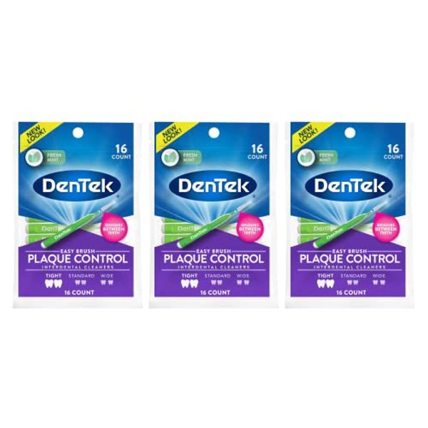 DenTek Easy Brush Fresh Mint Tight Interdental Cleaners, 16 Count (Pack of 3)