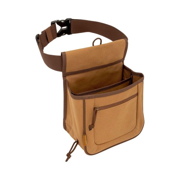 Allen Company Rival Double Compartment Shell Bag & 52 inch Waist Belt, Holds 50 Empty Hulls, Tan, Caramel Brown