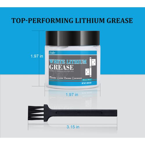 White Lithium Grease - 4oz Multi-Purpose Lubricant for Metal-to-Metal Joint, High Temp Automotive Grease with Brush, Ideal for Brake Machinery, Bearing, Gears, Hinge, Sliding Track