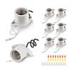 Surface Mount Light Socket,E26 Medium Screw Porcelain Bulb Socket,Cleat Lamp Socket with Two Hole Flanged Mounting,Keyless Sockets with 6" Leads (8)