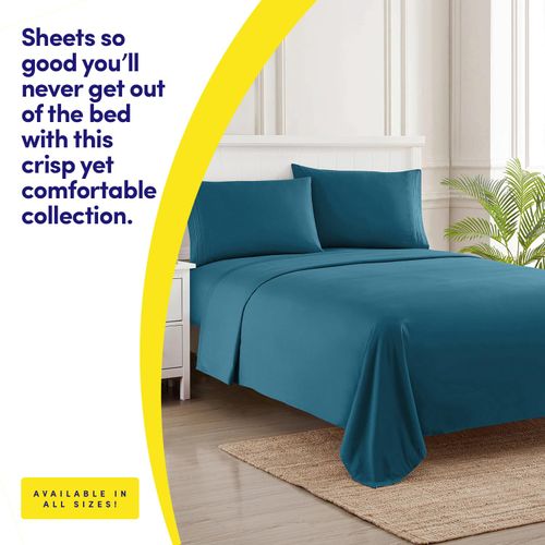 1500 Supreme Collection Twin Sheet Sets Teal - 3 Piece Bed Sheets and Pillowcase Set for Twin Mattress - Extra Soft, Elastic Corner Straps, Deep Pocket Sheets, Twin Teal