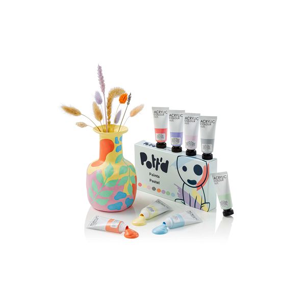 Pott'd™ Premium Acrylic Pottery Paints for Adults, Paint Set, Pottery Painting Kit for Air-Dry Clay – Pastel Paints