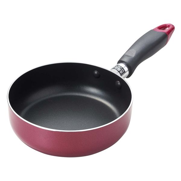 Pearl Metal H-9583 Mini Frying Pan, 5.5 inches (14 cm), Red for Gas Fire, Fluorinated