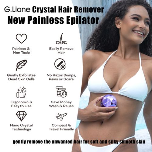G.Liane Crystal Hair Eraser,Painless Crystal Hair Remover Diamond,Exfoliation Hair Removal Device Without Waxing,Natural Lady Hair Trimmer and Shaver for Women and Men(Violet)