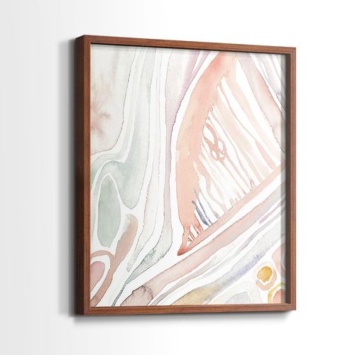 Renditions Gallery Set of 2 Peel & Stick Framed Prints, Abstract Wall Art, Colorful Life Form Wall Decor, Re-Stickable - Ready to Hang - 8"x10" - Walnut Frame LT583