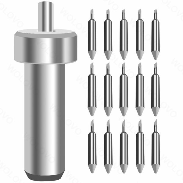 15pcs 30/45/60 Degree Plotter Blades for Cricut Joy Replacement Cutting Blades + 1pc Blade Holder Baser