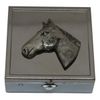 Horse Head Pill Trinket Box Chrome with Mirror Gift 185