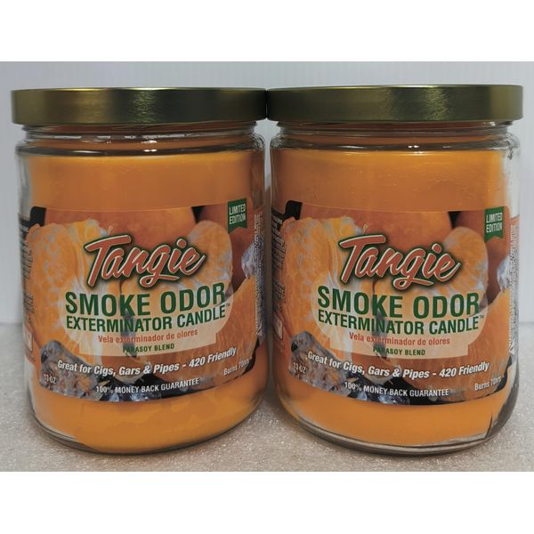 Smoke Odor Exterminator 13oz Jar Candle, Tangie 2 Pack.