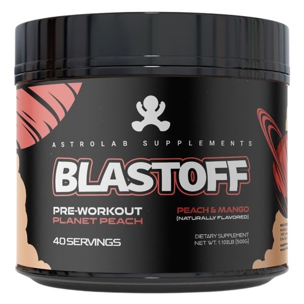 BLASTOFF Clean Pre-Workout – Light Peach Mango Flavor | 200mg Caffeine, Organic Beet Root, L-Citrulline & Beta-Alanine | Properly Dosed, Sugar-Free, No Artificial Flavors | Boosts Energy & Focus