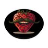 Funny laughing Strawberry with Mustache PopSockets Swappable PopGrip