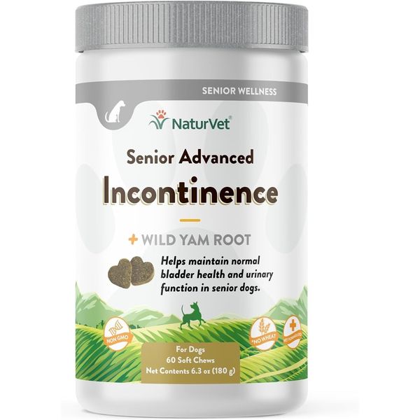 NaturVet Senior Advanced Incontinence Plus Wild Yam Root for Dogs 60 Soft Chews