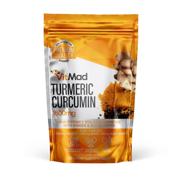 Turmeric Curcumin Ginger Black Pepper - 120 Tablets - 95% Curcuminoids - Naturally Reduces Inflammation