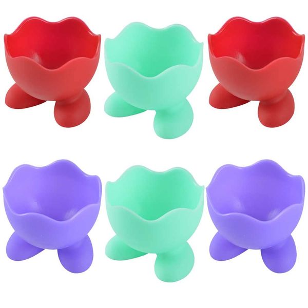 6Pcs Boiled Egg Holder Silicone Egg Cup Egg Cups Cartoon Kitchen Boiled Egg Holder for Kitchen Boiled Eggs Breakfast Stack and Store Egg Cups Holders