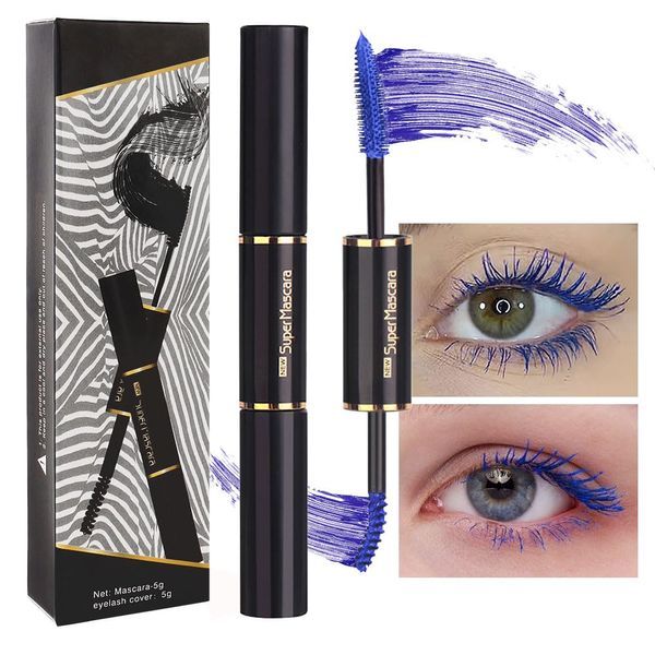 Colored Colorful Waterproof Mascara for Eyelashes Set,Blue White Black Brown Purple Long lasting Charming Voluminous Cruelty Free Vegan Eye Makeup (B-1Pc 03#BLUE, B)