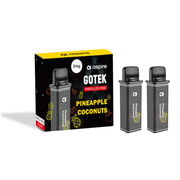 [GOTEK] ASPIRE GOTEK X Replacement POD Cartridge Pack of 2, Genuine Aspire Resistance, 0.8Ω, Prefilled Pod/Vape (Pineapple Coconut)