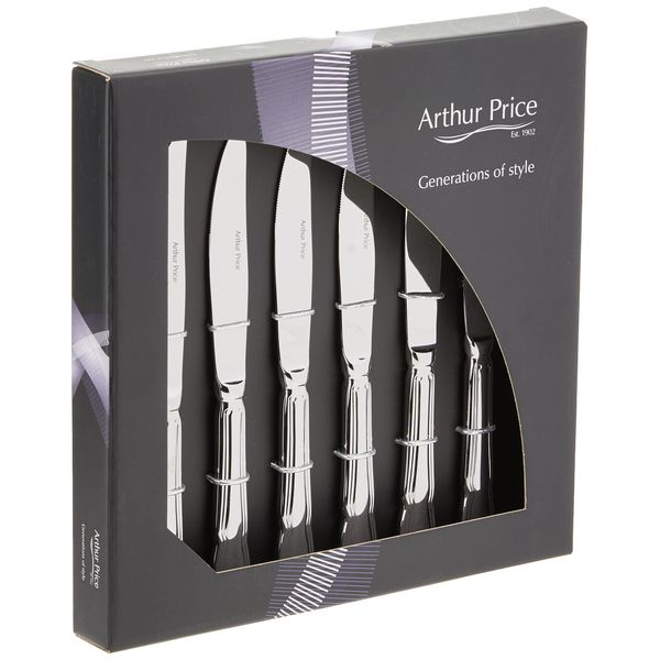 Arthur Price Every Day Dubarry Steak Knives, Stainless Steel, Silver, 26.4 x 26.6 x 4 cm