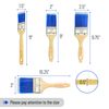 Bates 4 Pack Wood Handle Professional Wall Paint Brush Set - Trim & Sash Brushes