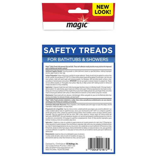 Magic Shower and Bathtub Safety Treads - Helps Prevent Slips and Falls - 12 Treads,White