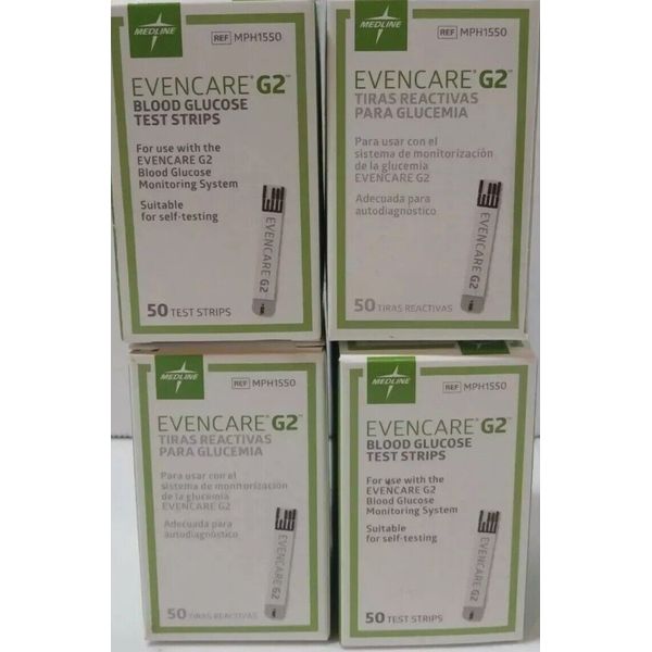 200 MEDLINE EvenCare G2 Blood Glucose Test Strips NEW Exp 2025