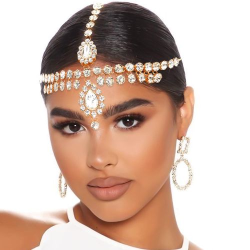 NAISKA Gold Bohemian Head Chain Tassel Headpieces Boho Headband Sparkly Hair Chain Flapper Party Prom Costume Vintage Headband Wedding Roaring 20s Hair Accessories for Women and Girls