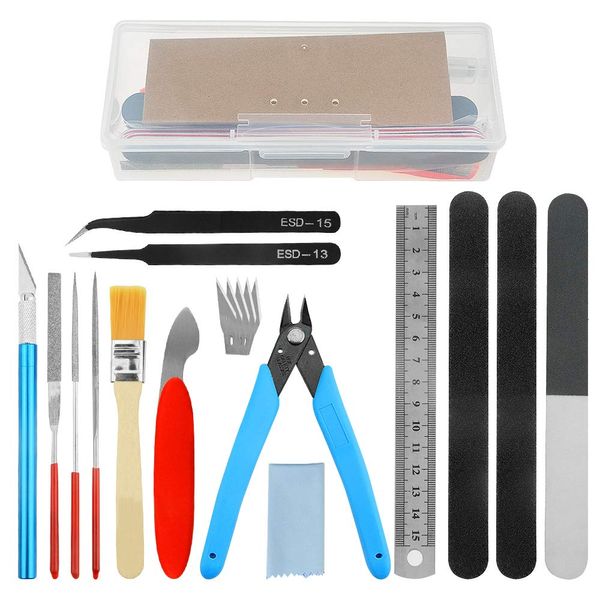 WMYCONGCONG 15 PCS Gundam Model Tools Kit Model Basic Tools Set Hobby Building Tools for Cars Airplanes Model Assemble Building Repairing Fixing