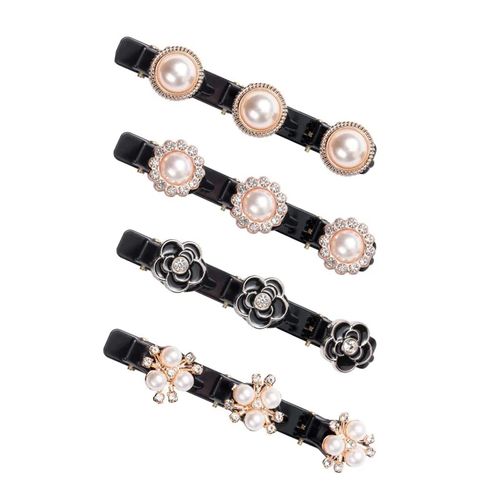Pack of 4 Hummingbird Hair Clips Fashion Double Layer Hair Clip Hummingbird Hair Clip Glitter Crystal Flower Women's Hair Clips with 3 Clips Girls Children Small Hair Clip