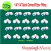 20 Pcs Quick 1/4"-1/4" Connect Elbow Fitting Connector Push In Water Filter