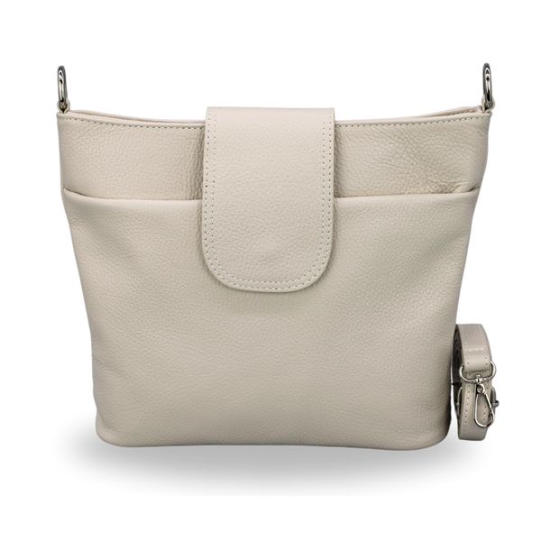 BRISE Umhängetasche Damen Echtes Leder ELLIE Handgemachte Crossbody Bag mit Ledergurt + Optionalen Breiten Gemusterten Riemen 7 Fächer Wasserdichte Made in Italy Schultertasche (Beige - 1)