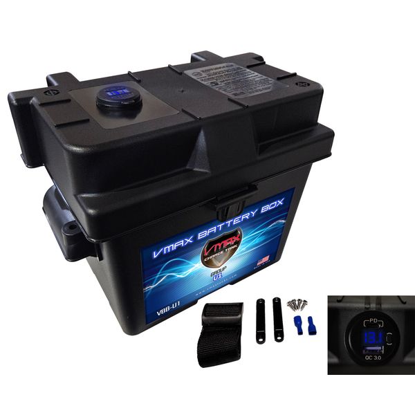 Marine Boat U1 Smart Battery Box with Dual USB/USBC Voltmeter Electronics Backup