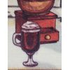 PRINTED KITCHEN RUG (nonskid back)(18"x30") 3 COFFEE CUPS & TYPES, rectangle, KH