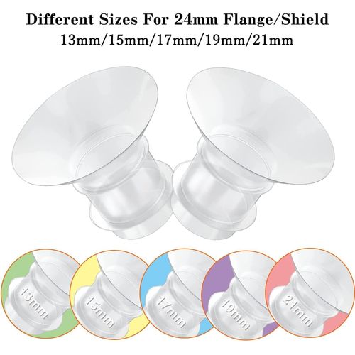 Flange Inserts 13/15/17/19/21mm 5pcs,Suitable for Medela,Spectra 24mm Shields/Flanges,Compatible with Momcozy S12 Pro/S9 Pro/S9/S12 Wearable Breast Pump,Reduce 24mm Tunnel Down to Correct Size