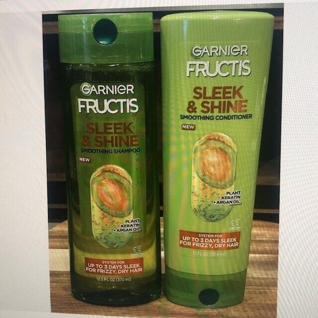 Garnier Fructis Sleek & Shine Shampoo 12.5 fl oz & Conditioner 12 fl oz New