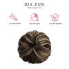 Yamel Messy Bun Scrunchie Human Hair Tousled Updo Hair Pieces Chignon Hairpiece Light Chestnut mix Medium Brown Wavy Curly Ponytail Extension Bun Hair Pieces for Women