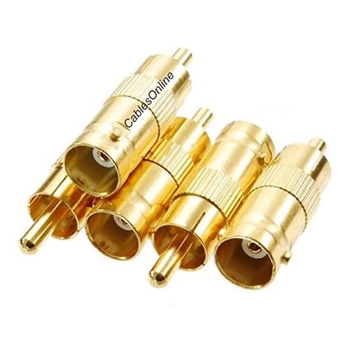 CablesOnline 5-Pack BNC Female to RCA Male Gold Plated 75ohm Coaxial Metal Adapter, AV-A01G-5