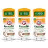 ARM & HAMMER Essentials Deodorant - Made with Natural Deodorizers - Coconut Geranium - Free From Aluminum, Parabens & Phthalates, 2.5 oz (Pack of 3)