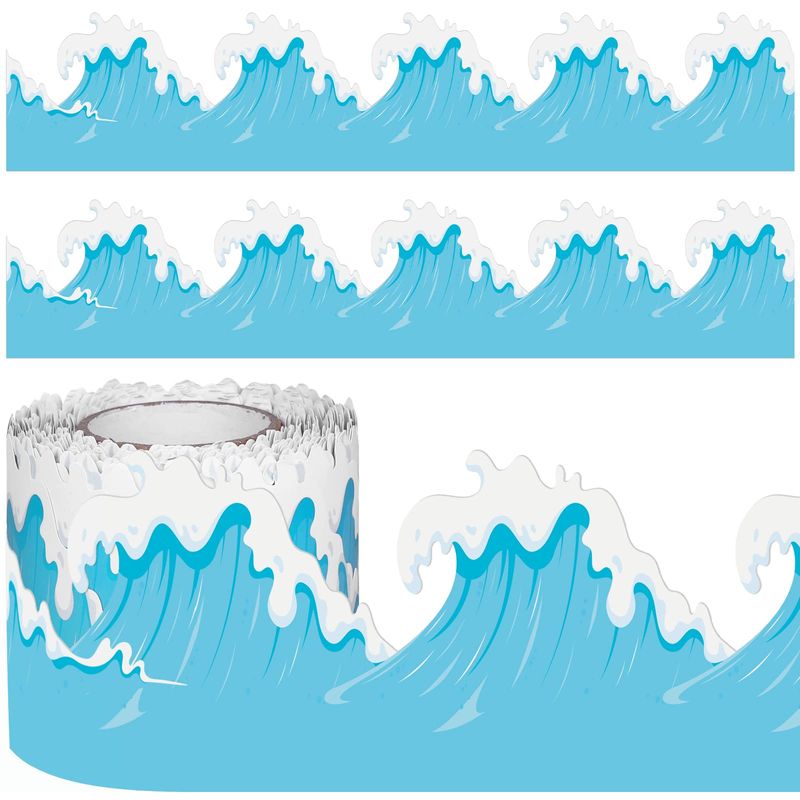durony 65.6 Feet Ocean Waves Bulletin Board Borders Decorative Border ...