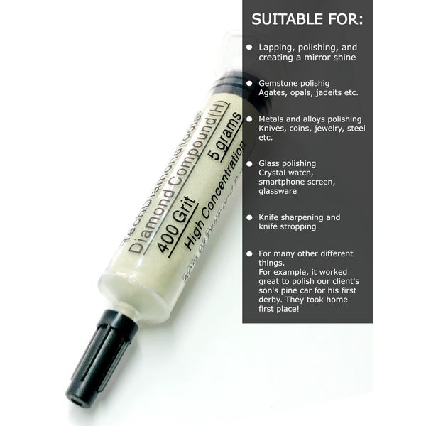 Diamond Polishing Lapping Paste 400 Grit 54-80 Micron (H) 50% Concentration 5 gr
