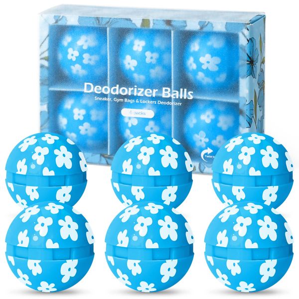 Shoe Deodorizer Balls, Linen Scented Deodorizing Balls for Sneakers Trainers Cars Lockers Wardrobes, 6 Pack